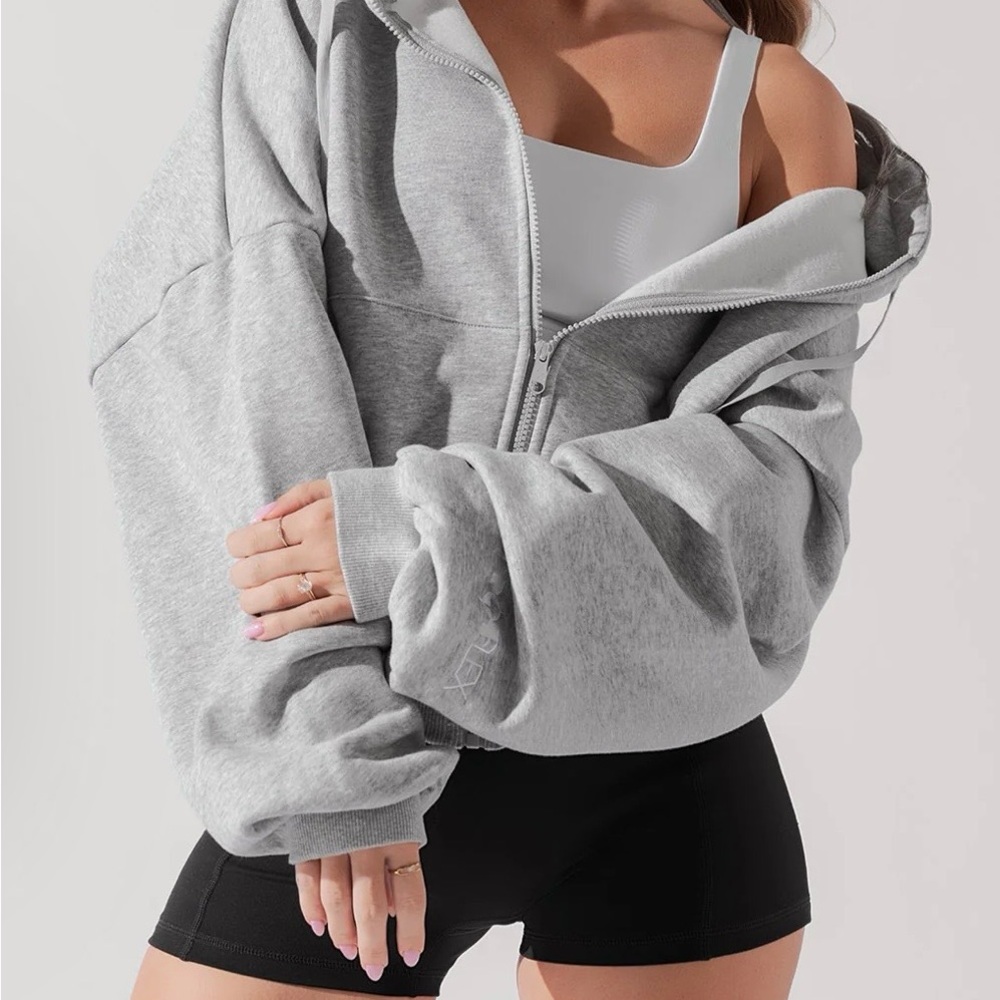 NWT POPFLEX Light Gray Women's Zip-Up Hoodie